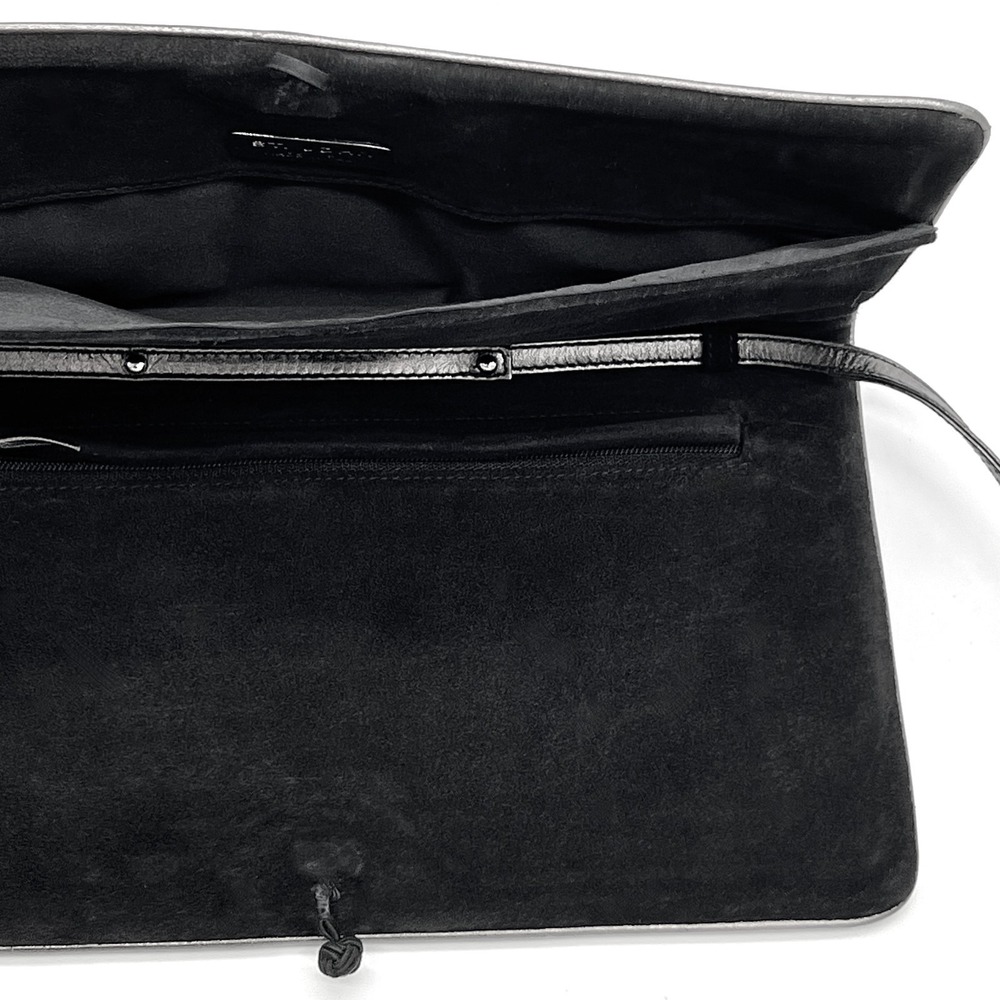 St. John Black Laser-Cut Floral Pattern Satchel Clutch - Picture 4 of 8